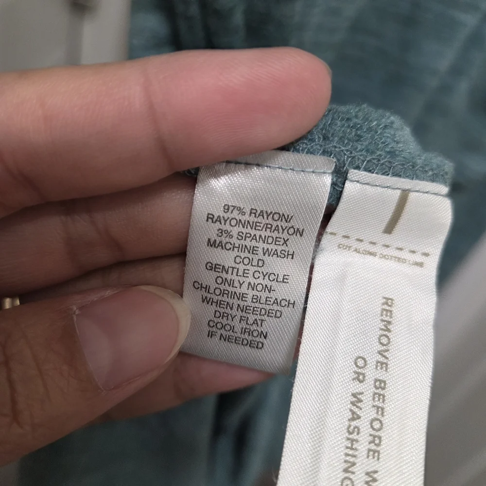 Lou & Grey Rayon Blend Pocket Tee | Teal Slub Knit Relaxed Fit Top - Picture 6 of 7